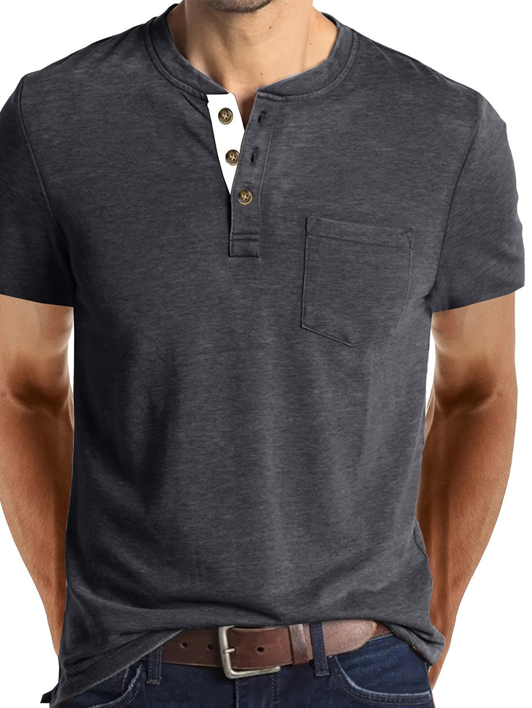 Herr T-shirt | Med Knappar | Med Knappar | Sommar