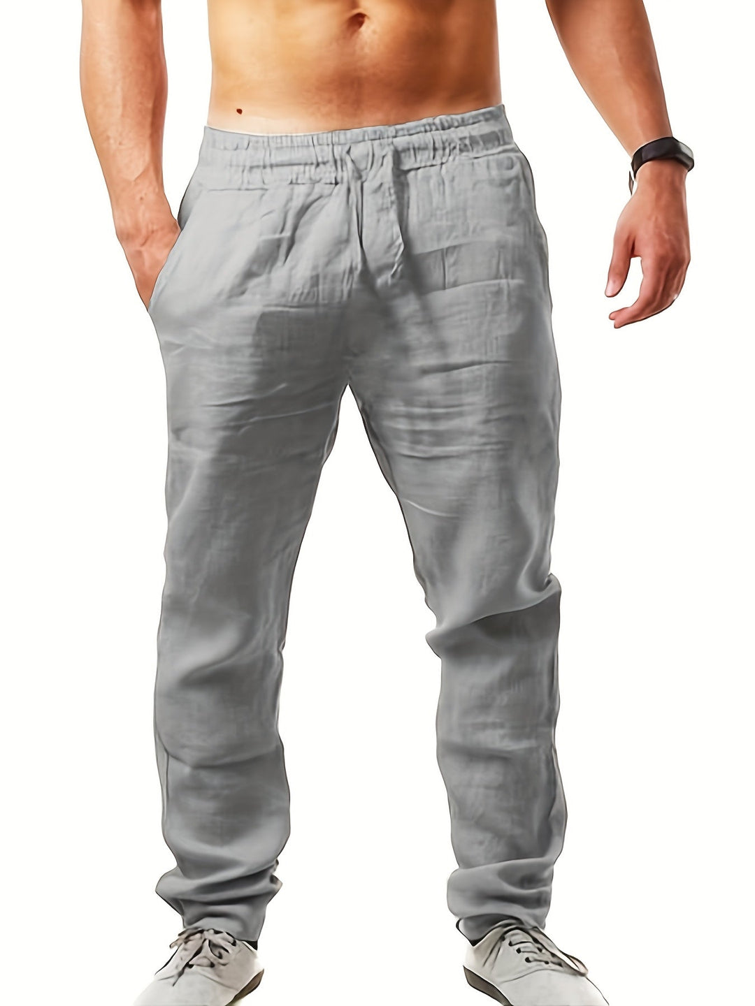 Herr Byxor | Straight | Elastisk Midja | Sommar