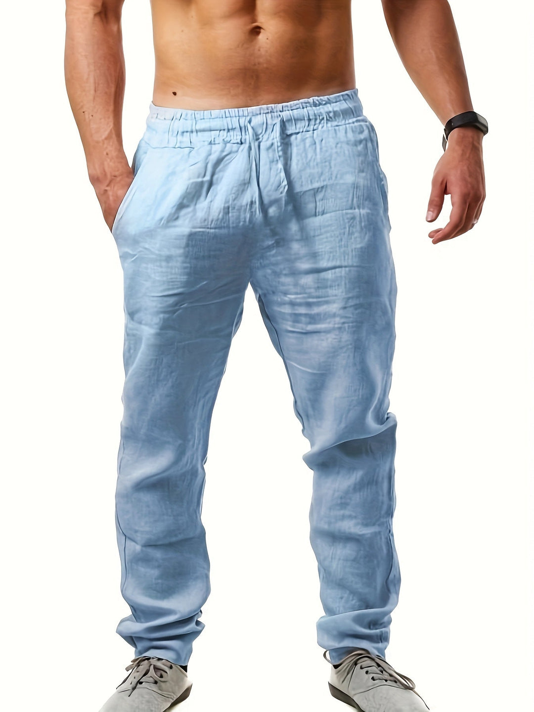 Herr Byxor | Straight | Elastisk Midja | Sommar