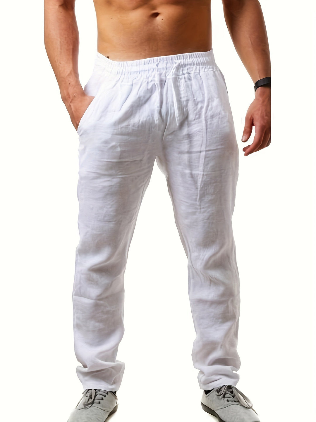 Herr Byxor | Straight | Elastisk Midja | Sommar