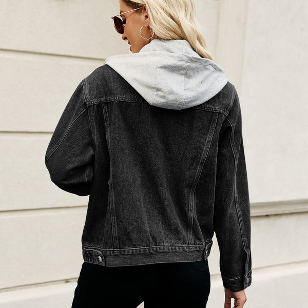 Denimjacka | Chic & Tidlös | Med huva & knappstängning | Ida