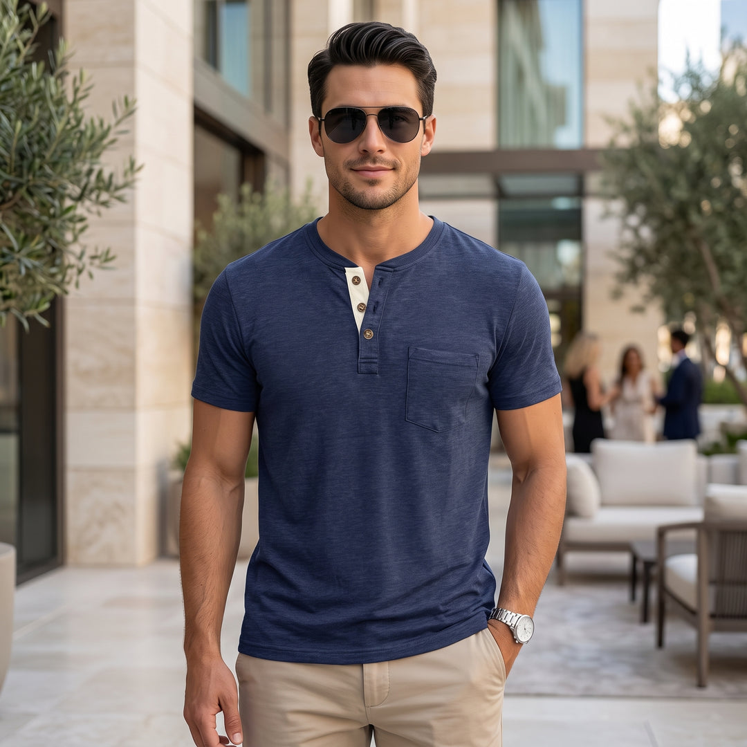 Herr T-shirt | Med Knappar | Med Knappar | Sommar