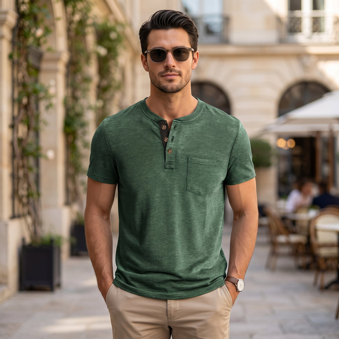 Herr T-shirt | Med Knappar | Med Knappar | Sommar
