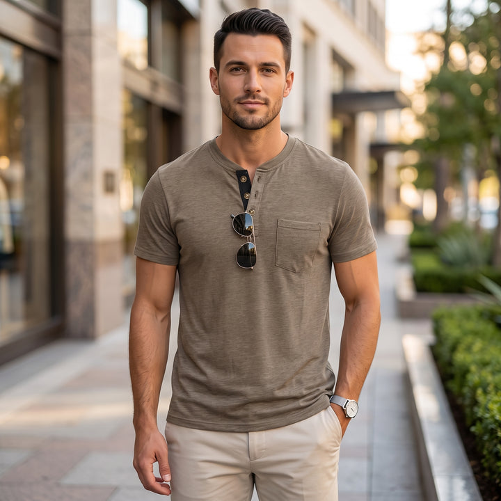 Herr T-shirt | Med Knappar | Med Knappar | Sommar