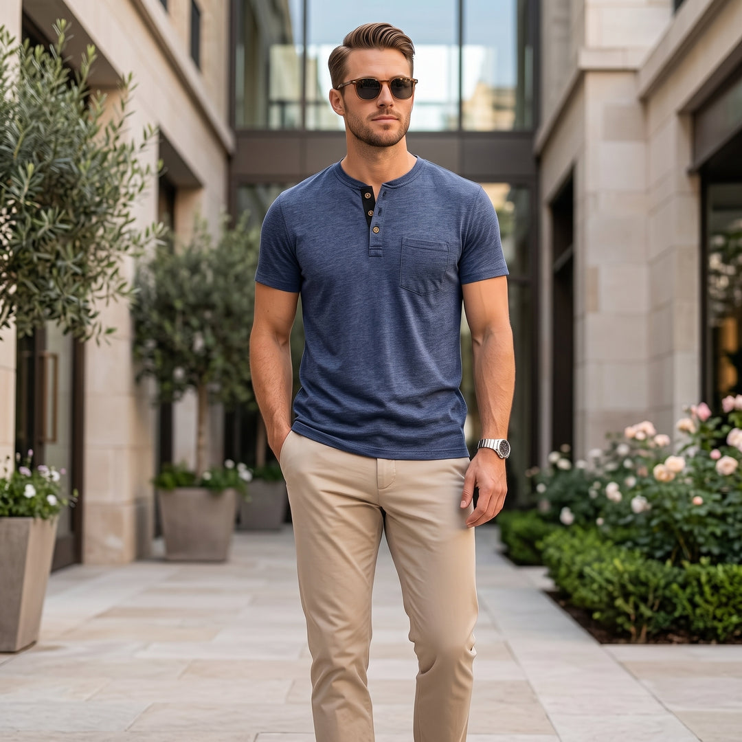 Herr T-shirt | Med Knappar | Med Knappar | Sommar