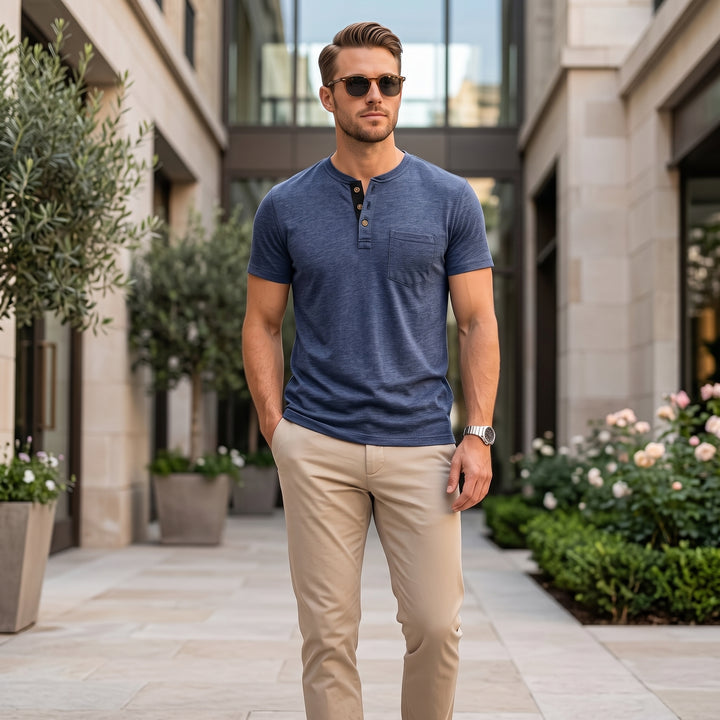 Herr T-shirt | Med Knappar | Med Knappar | Sommar