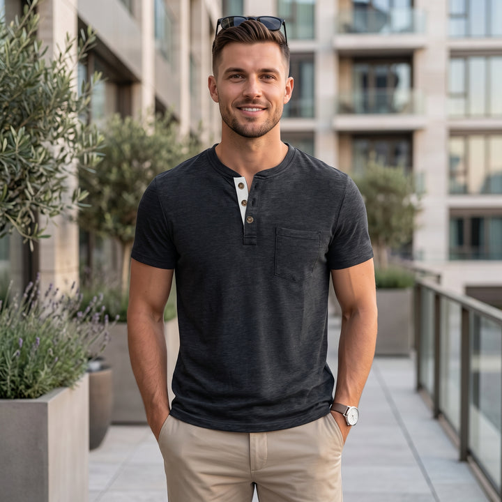 Herr T-shirt | Med Knappar | Med Knappar | Sommar