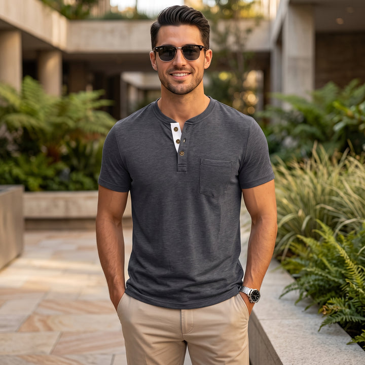 Herr T-shirt | Med Knappar | Med Knappar | Sommar