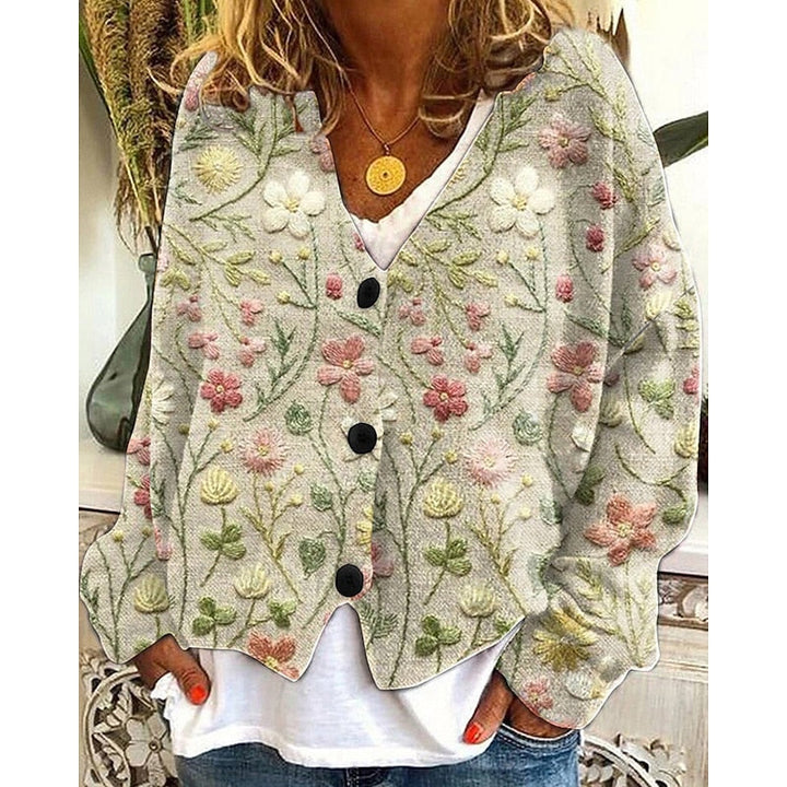 Dam Blommig Cardigan in gul, Elegant Överdel