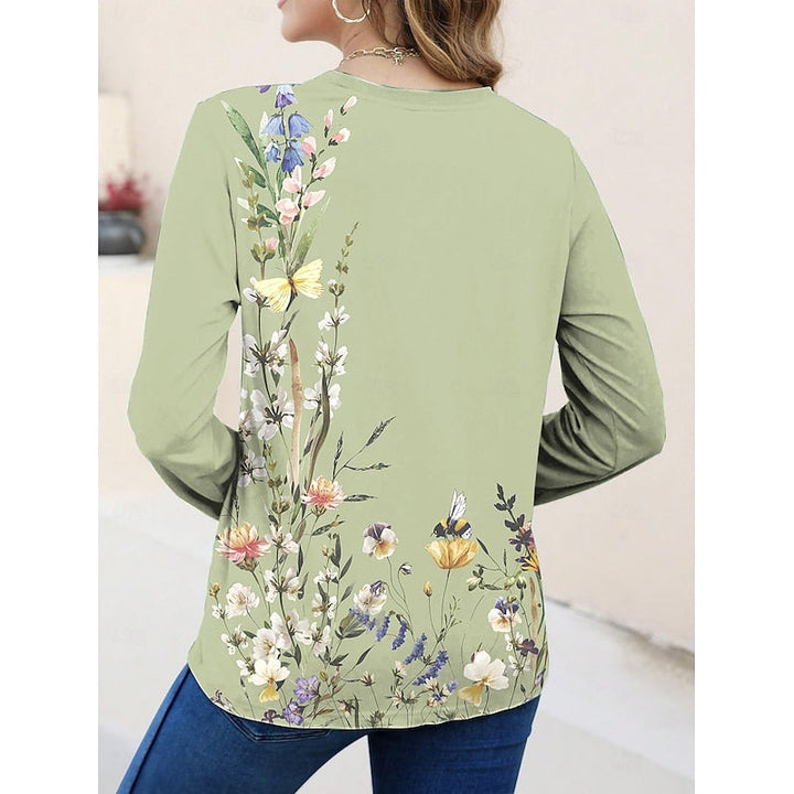 Dam Blommig Långärmad Topp - Klassisk Elegant Stil