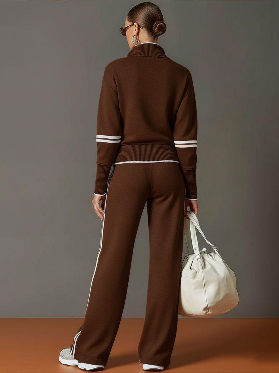 Dam Blus och Vida Byxor Set - Bekväm Löst Passform