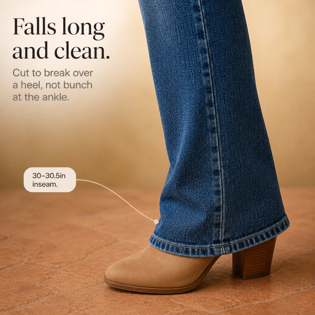 Dam Bootcut Jeans Högt Midja - Dubbelknapp Passform