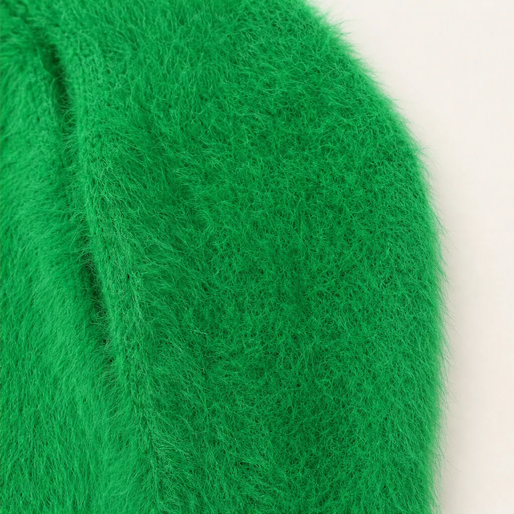 Dam Cardigan i Borstad Mohair-Ull - Öppen Framslå