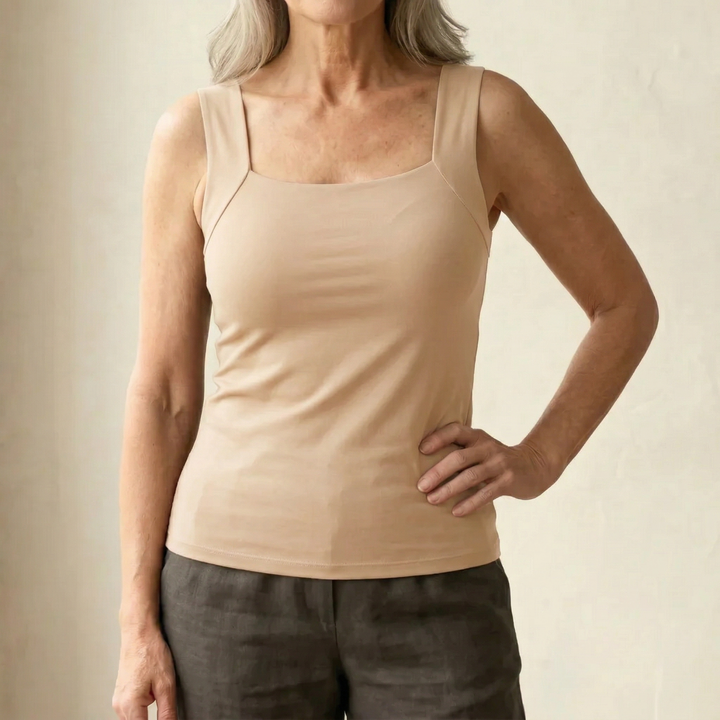 Dam Comfort Linne Topp - Andningsbar Sommarstil - Beige