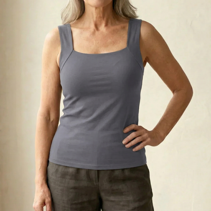 Dam Comfort Linne Topp - Andningsbar Sommarstil - Taupe