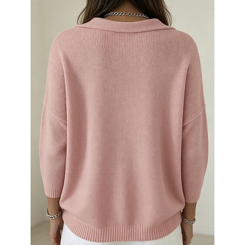 Dam Cowl-Neck Stickad Tröja - Elegant Draperingsdetalj