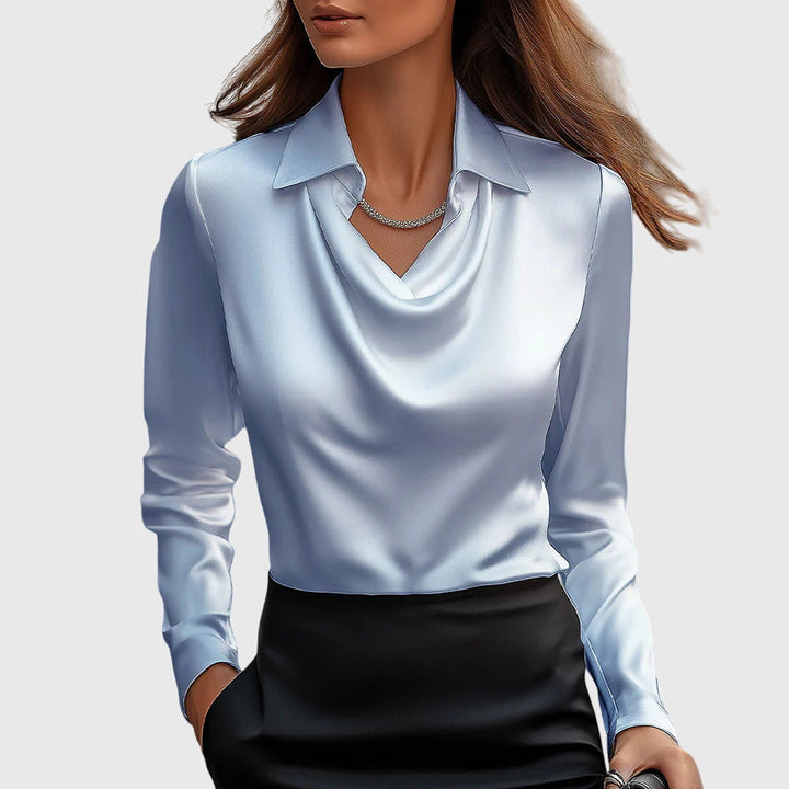Dam Draperad Elegant Blus in ljusblå, Tidlös Stil