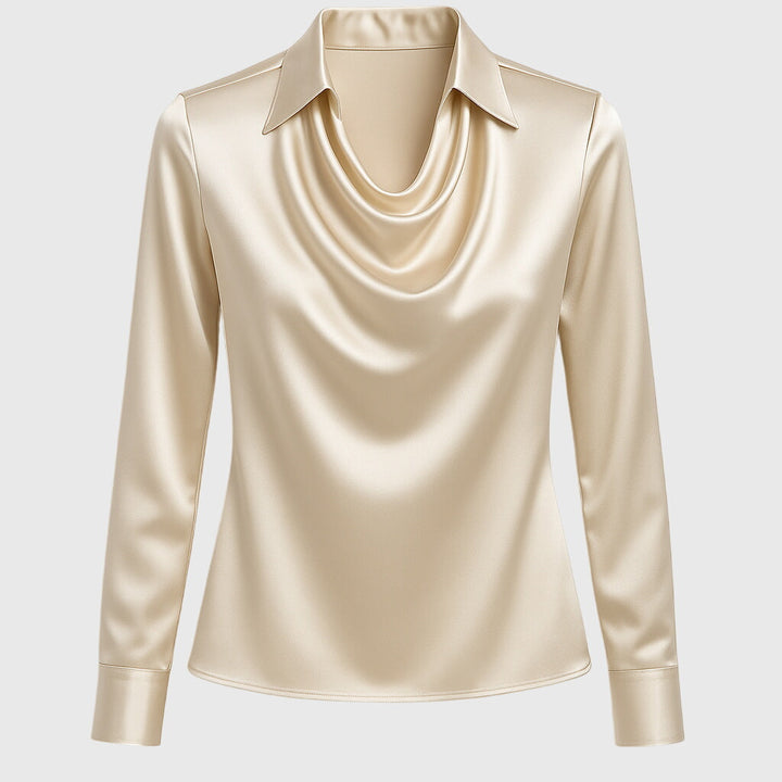 Dam Draperad Elegant Blus - Tidlös Stil