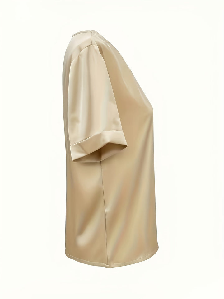 Dam Draperad V-ringning Blus - Elegant och Tidlös