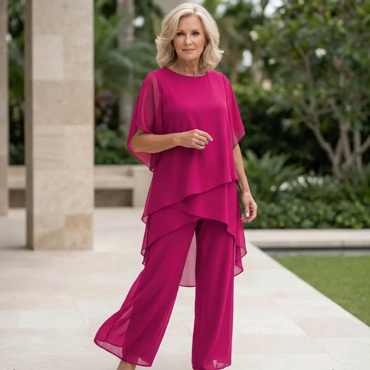 Dam Elegant Draperad Palazzo Byxset - Sofistikerad stil - Lila