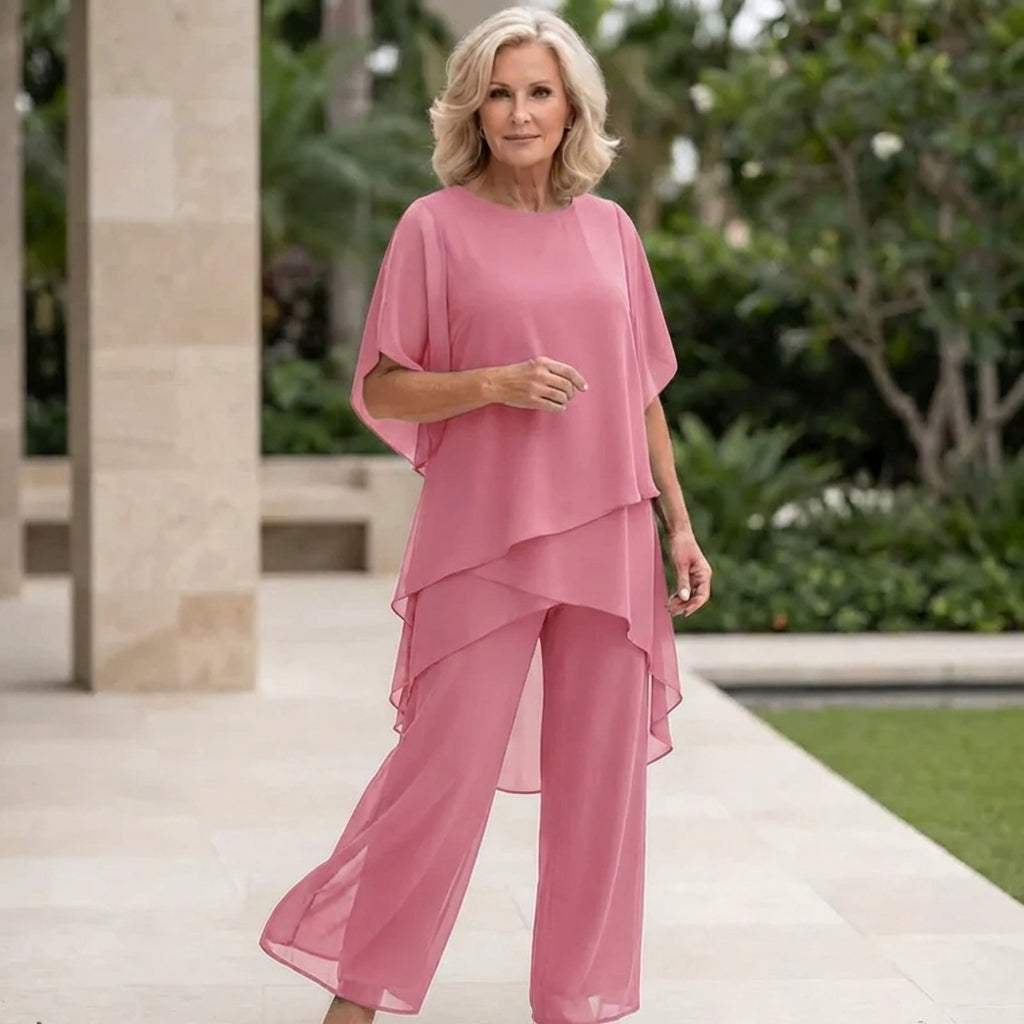 Dam Elegant Draperad Palazzo Byxset - Sofistikerad stil - Rosa
