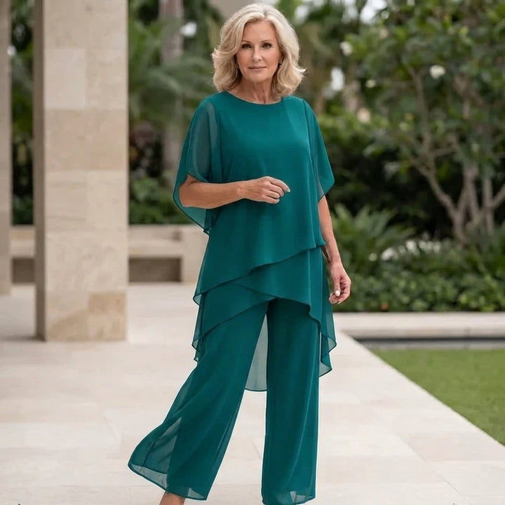 Dam Elegant Draperad Palazzo Byxset - Sofistikerad stil - Turkos