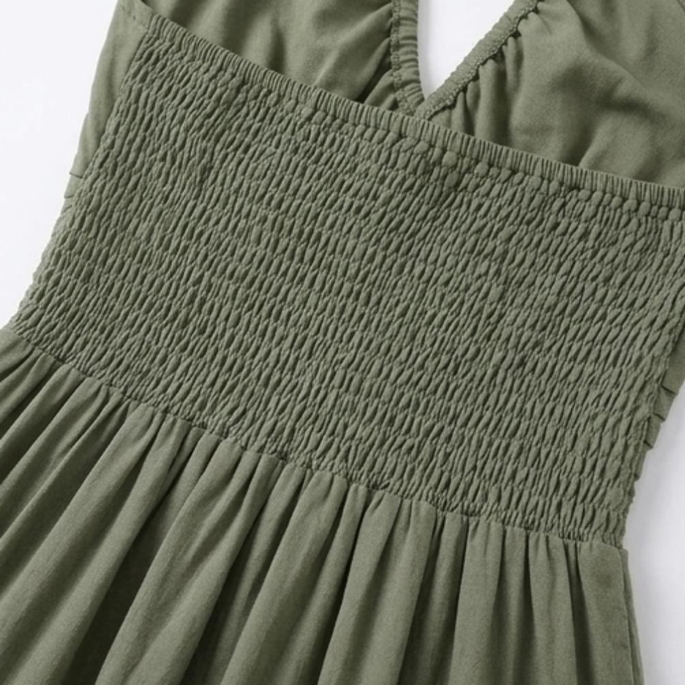 Dam Flowy Halterneck Maxiklänning - Veckad Detalj