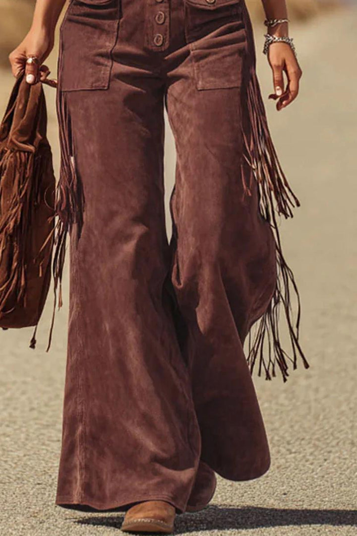 Dam Fransar Mocka Jumpsuit - Bohemisk Stil