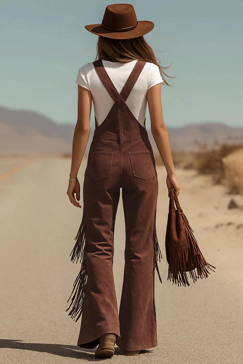 Dam Fransar Mocka Jumpsuit - Bohemisk Stil