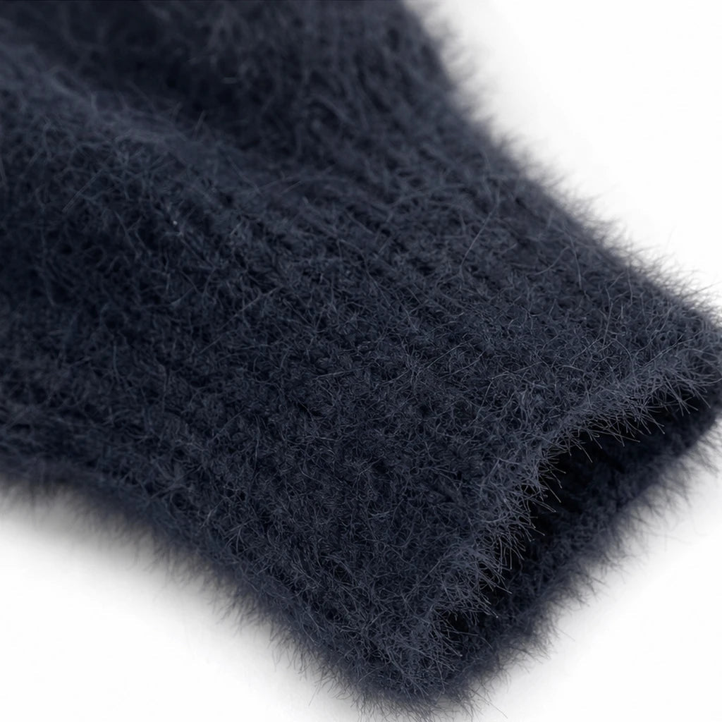 Dam Fuzzy Contrast-Trim Halvzip Tröja - Mysig Vardagsstil