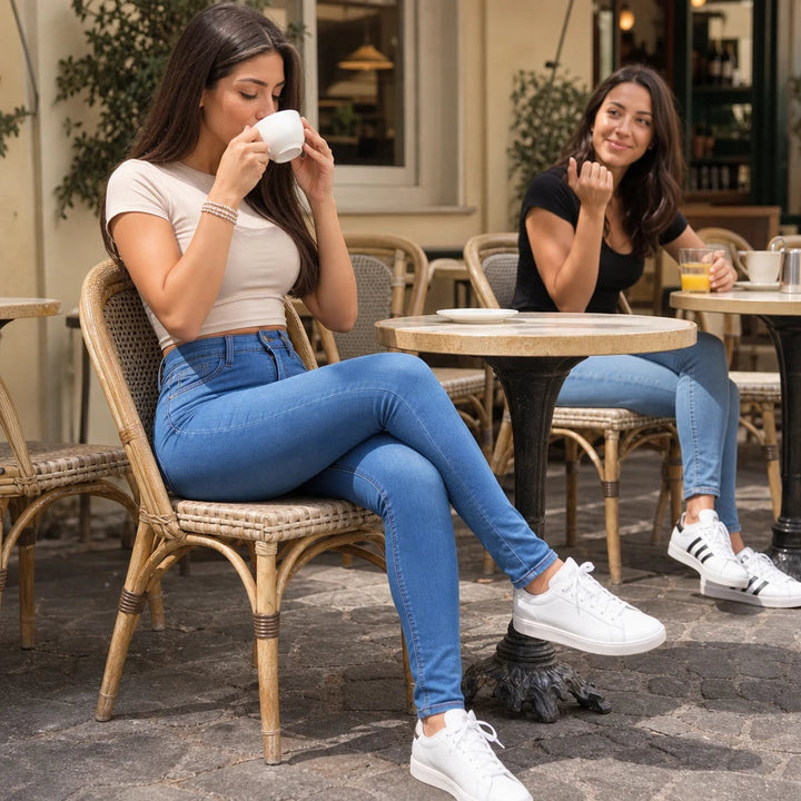 Dam höga midja stretch skinny jeans - klassisk passform