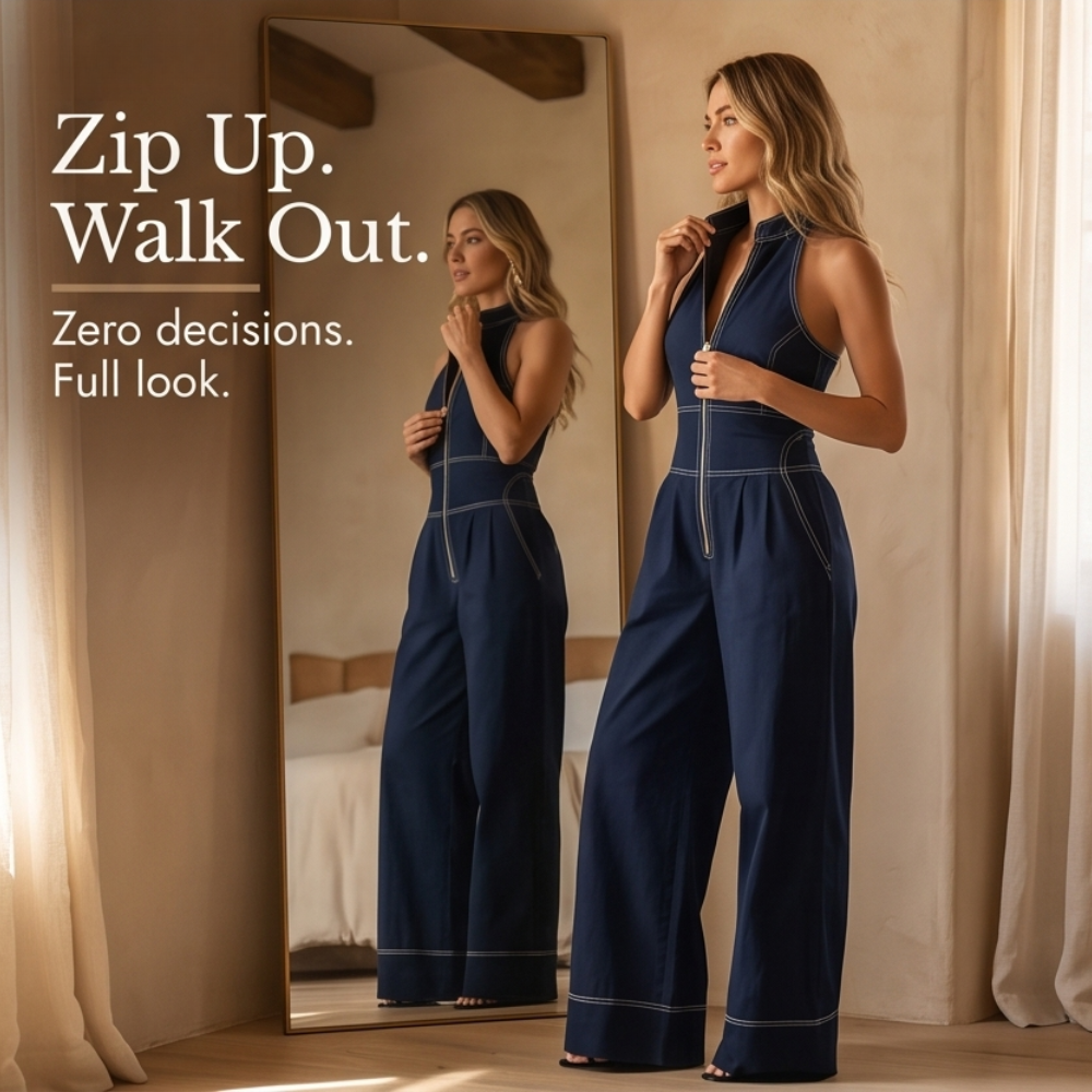 Dam Halterneck Jumpsuit - Skuren midja och elegant snitt