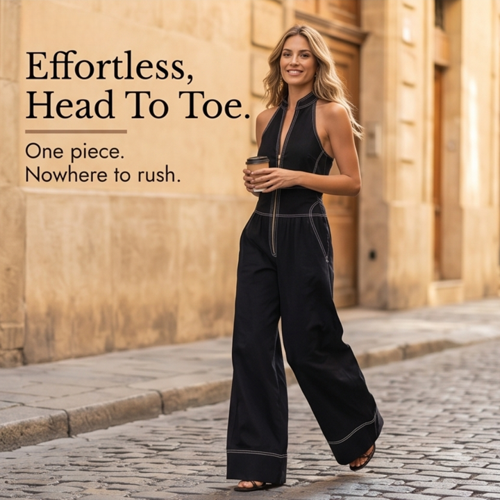 Dam Halterneck Jumpsuit - Skuren midja och elegant snitt
