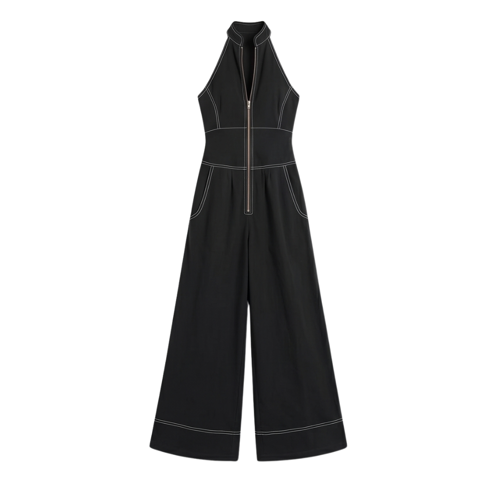 Dam Halterneck Jumpsuit - Skuren midja och elegant snitt - Svart