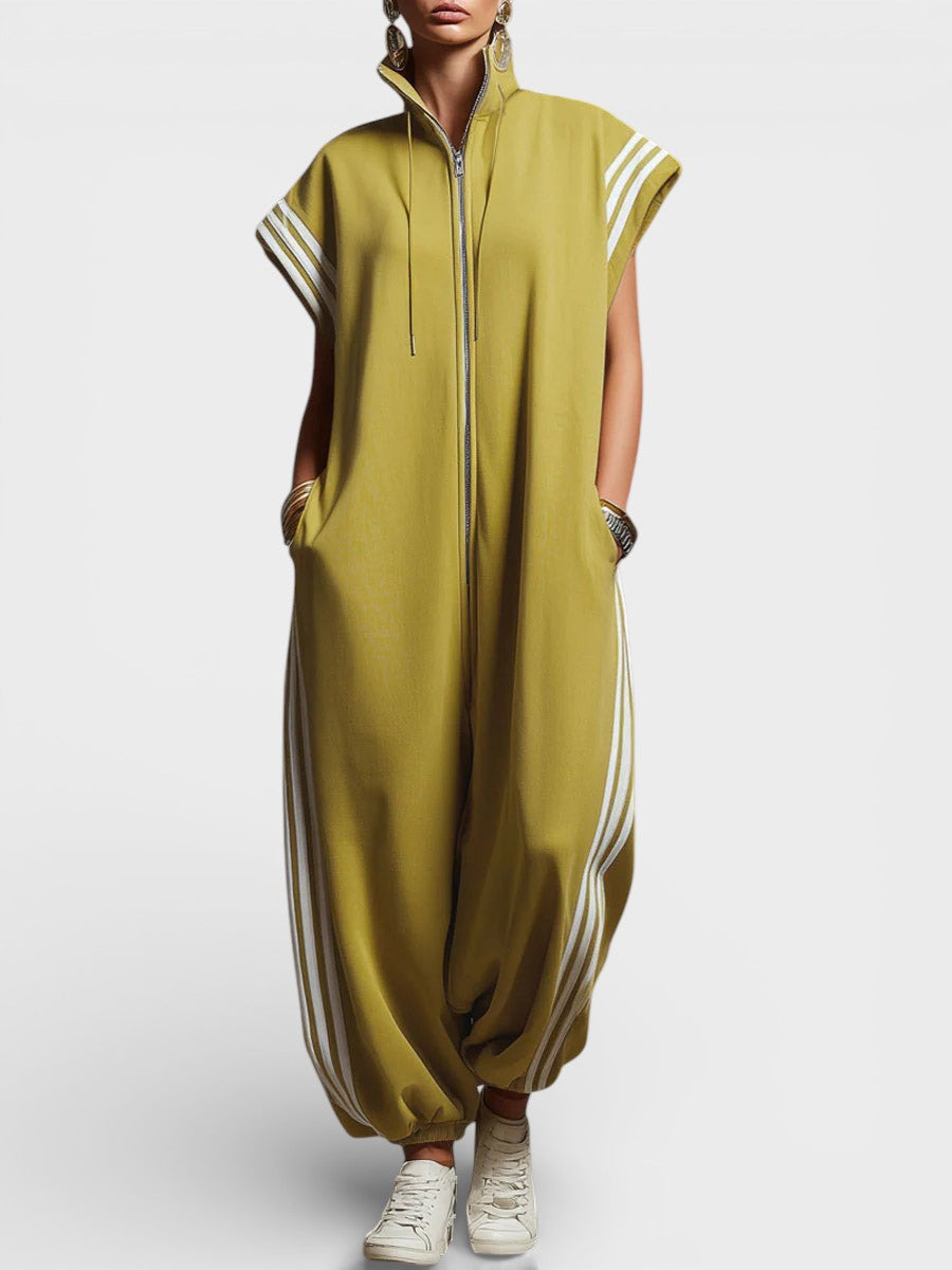 Dam Jumpsuit med Dragkedja - Elegant och Bekväm - Gul