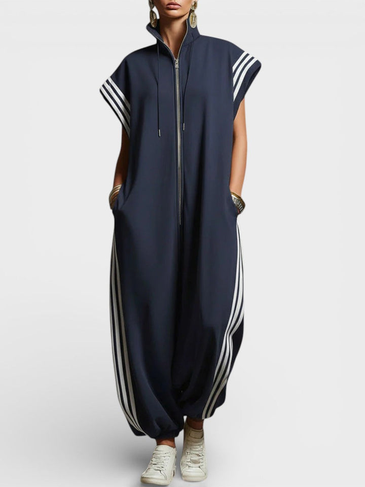 Dam Jumpsuit med Dragkedja - Elegant och Bekväm - Marinblå