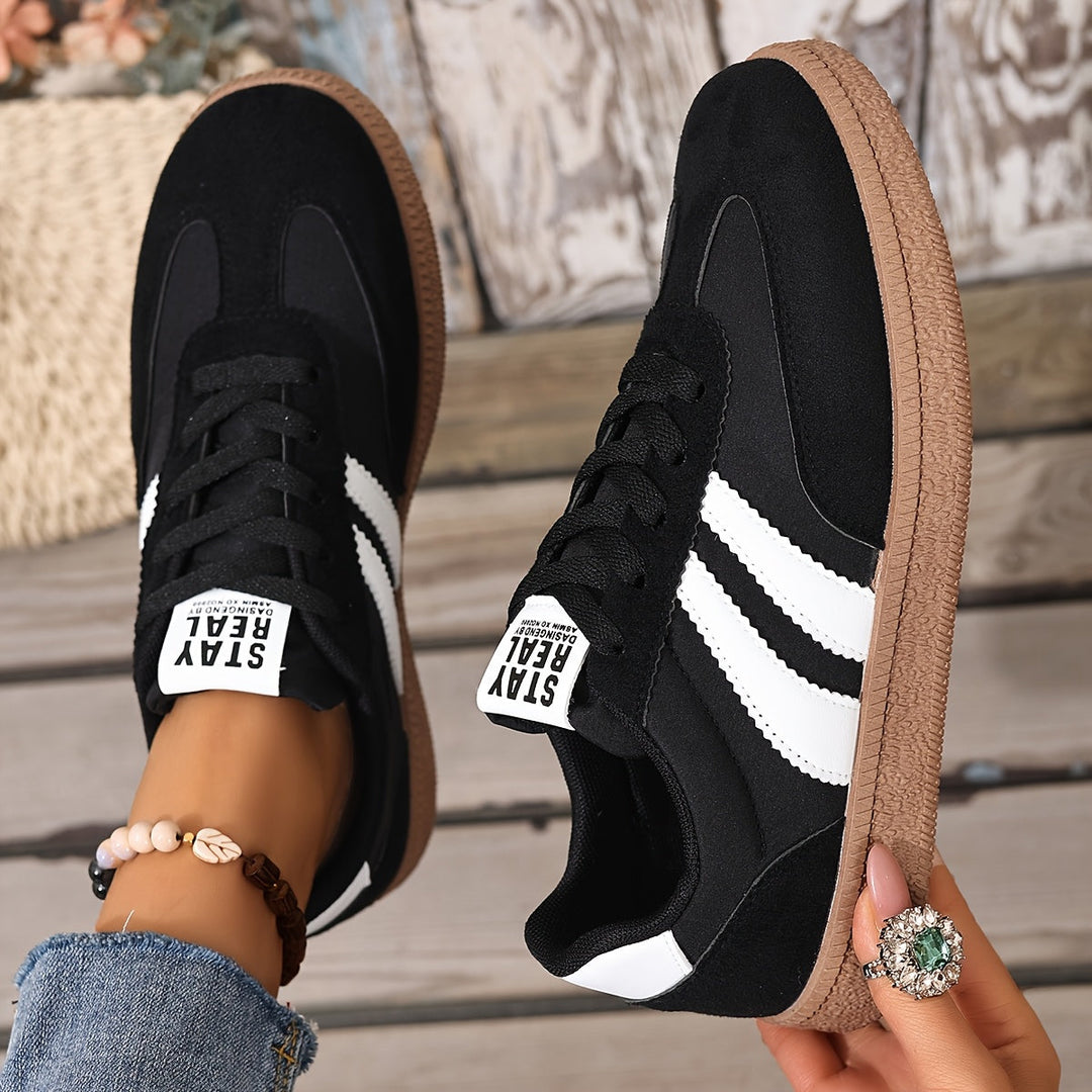 Dam Klassiska Snygga Sneakers in svart, Vit