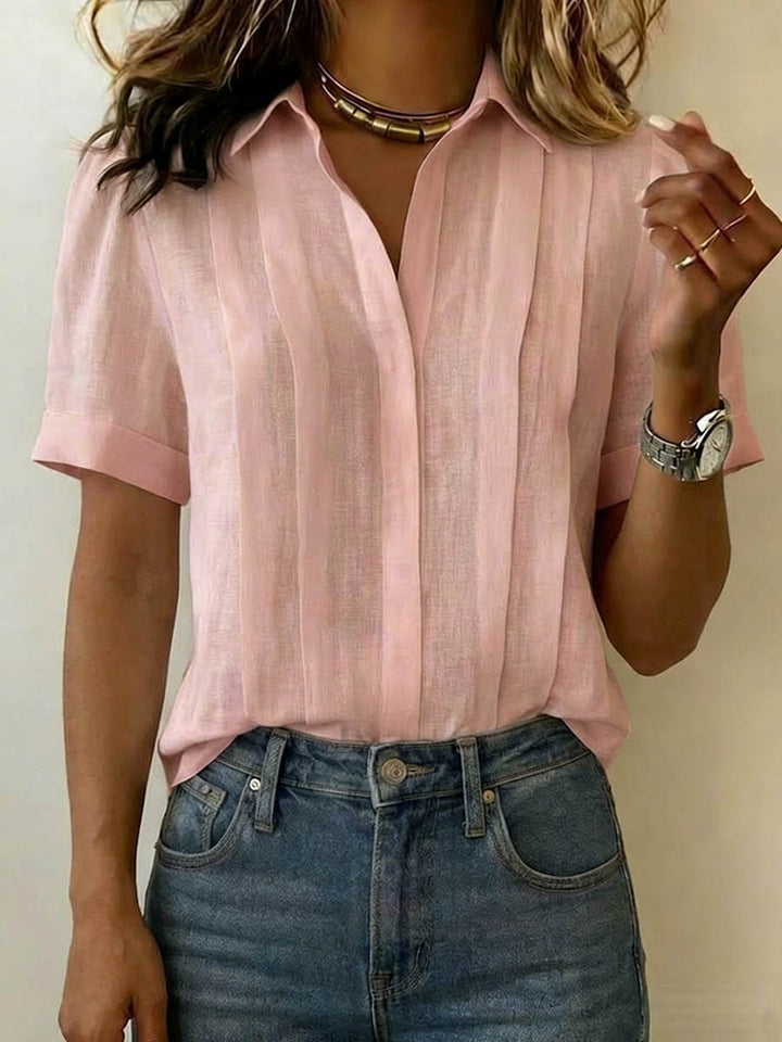 Dam Kortärmad Blus in rosa, Elegant och Andbar