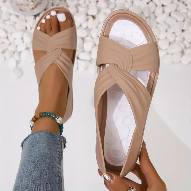 Dam Kuddat Korsband Sandal in beige, Elegant Komfort