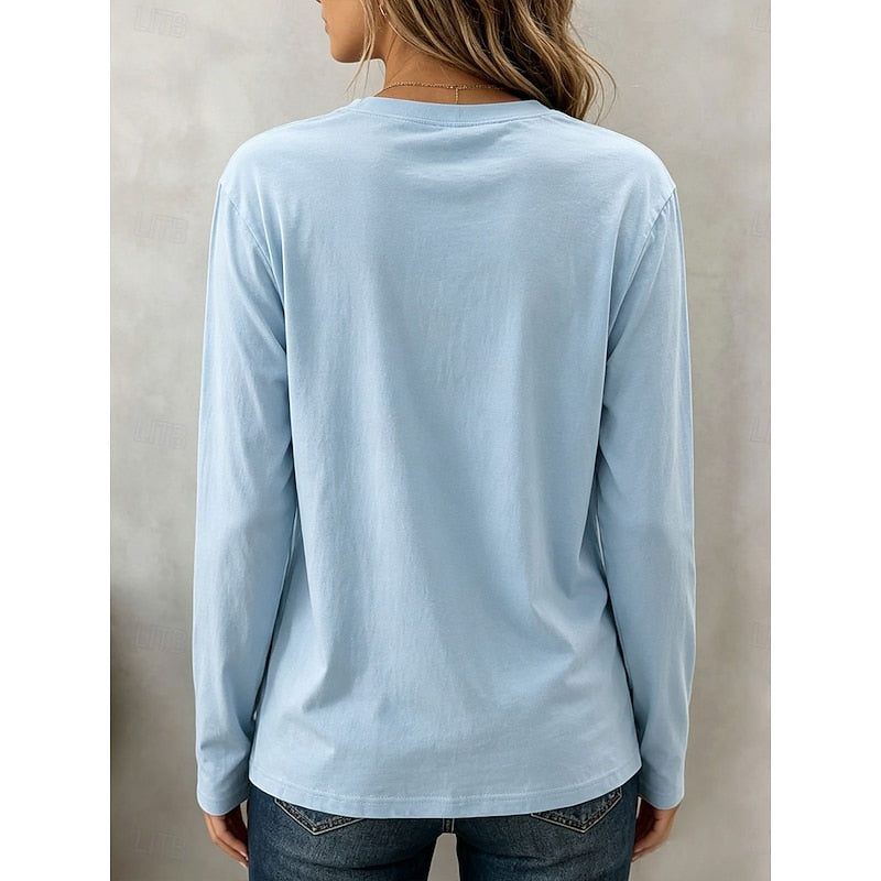 Dam Långärmad Crew Neck Topp - Klassisk Essentiell