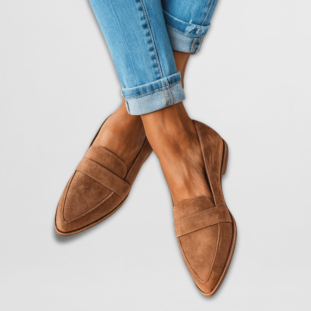 Dam Loafers i mjuk mocka - Ortopedisk komfort - Khaki