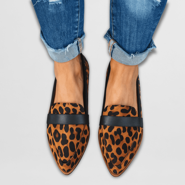 Dam Loafers i mjuk mocka - Ortopedisk komfort - Leopard