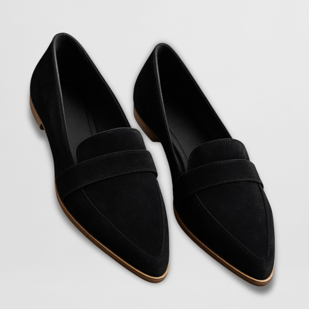 Dam Loafers i mjuk mocka - Ortopedisk komfort - Svart