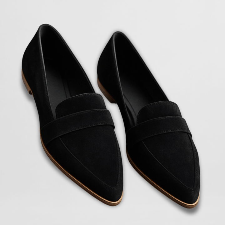 Dam Loafers i mjuk mocka - Ortopedisk komfort - Svart