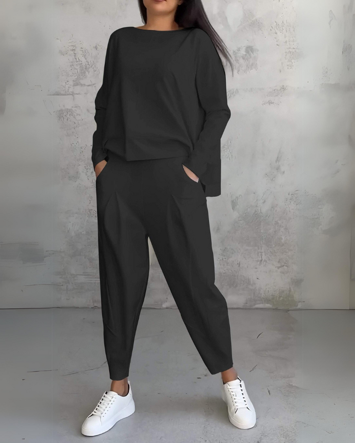 Dam Loungewear Set - Elegant Matchad Outfit - Svart