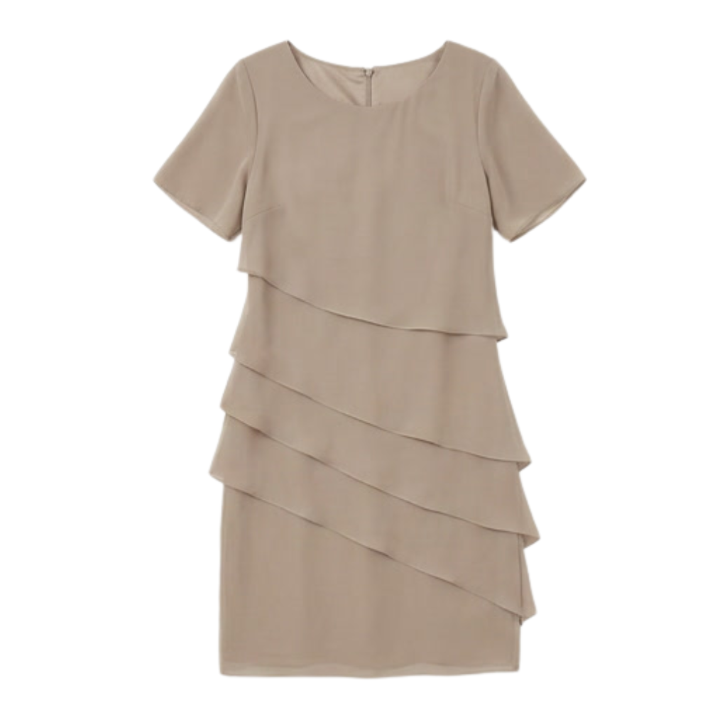 Dam Midi Klänning med Volang - Elegant Festklänning - Khaki
