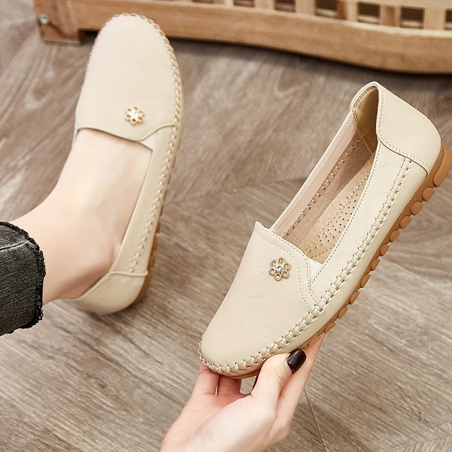 Dam Mjuka Loafers in beige, Bekväm Slip-On Elegans