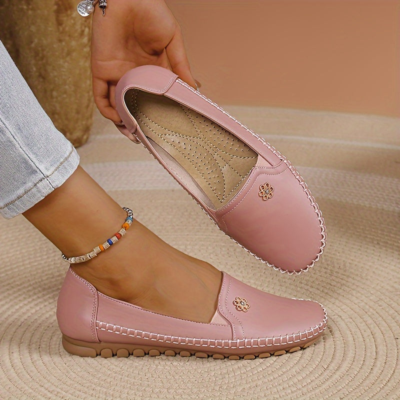 Dam Mjuka Loafers in rosa, Bekväm Slip-On Elegans