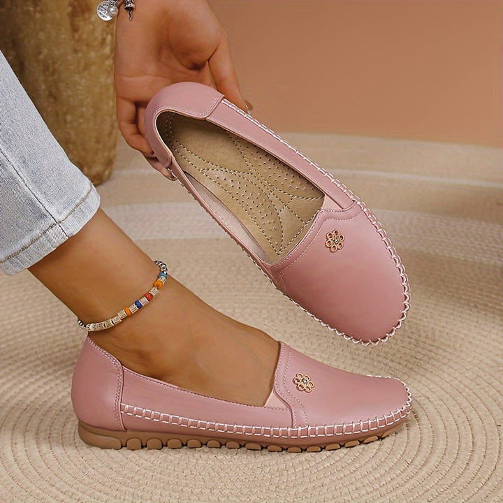 Dam Mjuka Loafers in rosa, Bekväm Slip-On Elegans