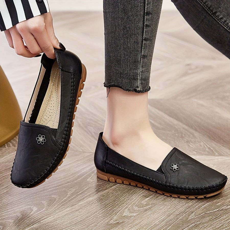 Dam Mjuka Loafers in svart, Bekväm Slip-On Elegans